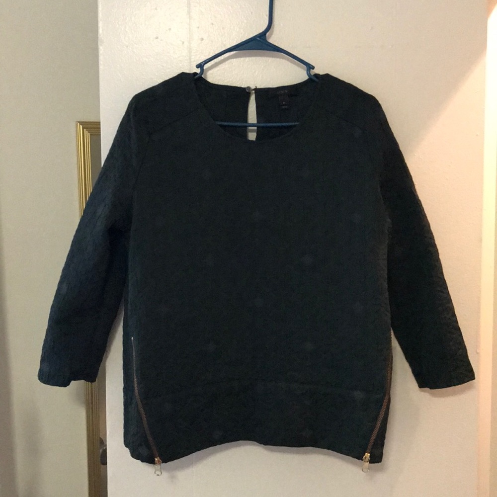 J Crew Dark Green Top with Beautiful Gold Details